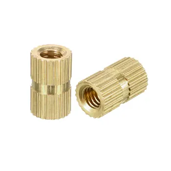 

uxcell M4 x 10mm(L) x 6.4mm(OD) Female Thread Brass Knurled Threaded Insert Embedment Nuts, 100 Pcs