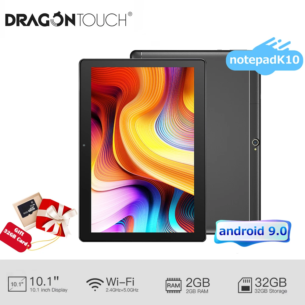 Dragon Touch 10inch Android 9.0 Cheap Tablet Notepad K10 2GB RAM 32GB ROM HD IPS Display Tablet PC 5G WiFi Touch Tablet for Kids ipads for sale cheap