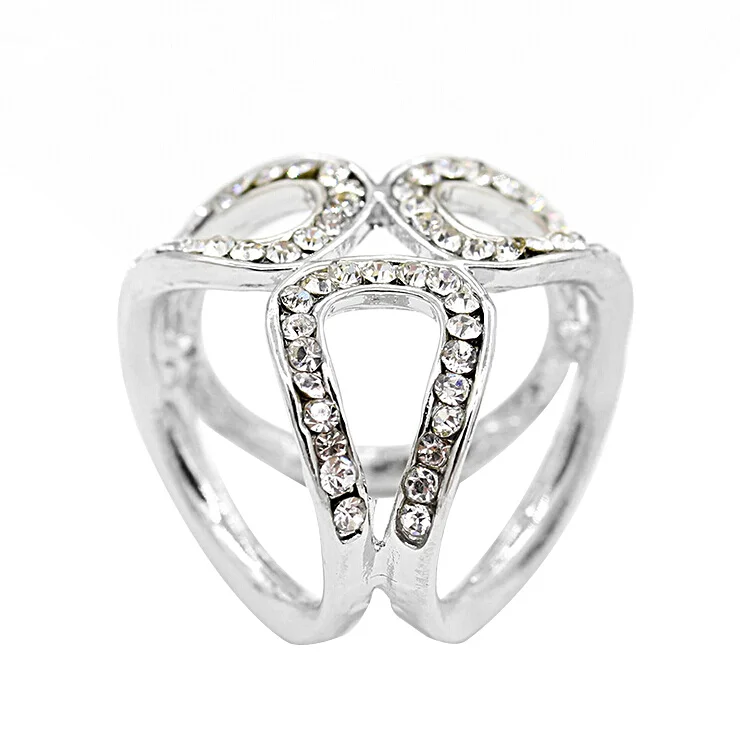 2Pcs Stylish Crystal Scarf Ring Scarf Slide Buckle Clip Wrap Holder Women Ladies Jewelry Accessory for Party