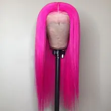 Bombshell фиолетовый розовый прямые волосы синтетический парик фронта шнурка натуральные волосы линии термостойкие волокна Волосы средний пробор для женщин