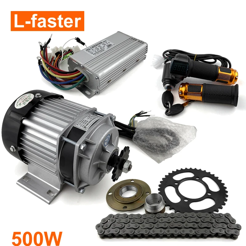48v 500w Electric Engine Kit With Brushless Dc Motor And Throttle Handle Grip With Power Key