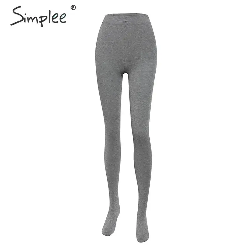 Simplee Women winter warm leggings Casual knitted slim fit bodycon sweater leggings Streetwear ladies autumn slim pantyhoses