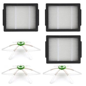 

6-arm Side Brush High Efficiency Filters For IRobot Roomba I7 E5 Vacuum Cleaner Replacement Accessories