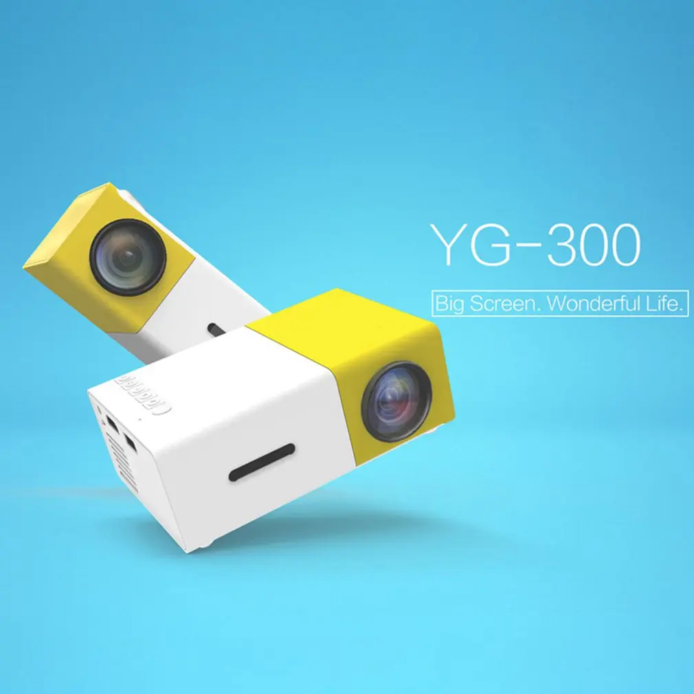 Yg300 светодиодный мини-проектор Аудио Hdmi Usb 3D пикопроектор домашний медиа плеер ЖК-видеопроектор детский подарок желтый белый
