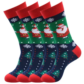 

4pc fashion high quality warm leg sock Casual Work Business Socks Christmas Santa Elk Printing Medium Sports Socks drop ship #G1