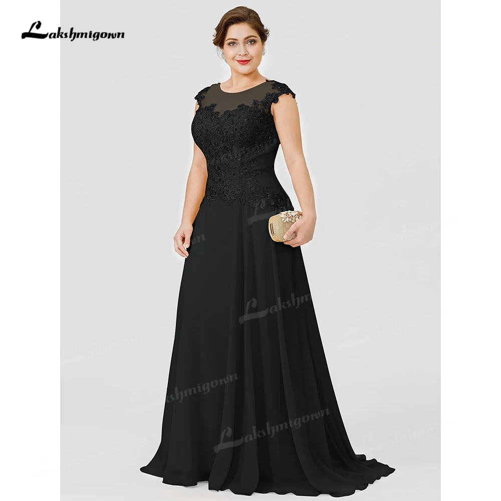 Charming Lace Mother of the Bridal Dresses Short Sleeves A-Line Chiffon Illusion Scoop Ribe De Soiree Party Dress For Wedding