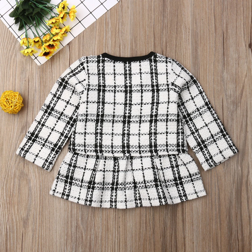  Kids Baby Girl Plaid Coat Toddler Outfits Set JKP4467
