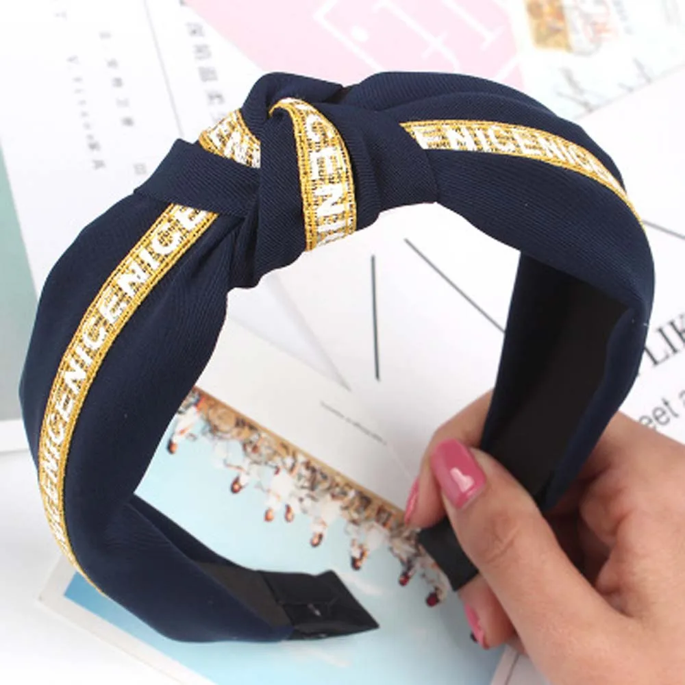 5 Colors Women's Tie Headband Silk Shiny Knot Headbands Crystal Knot Hair Band Women Patchwork Hoop Accessories Headpiece - Цвет: 6