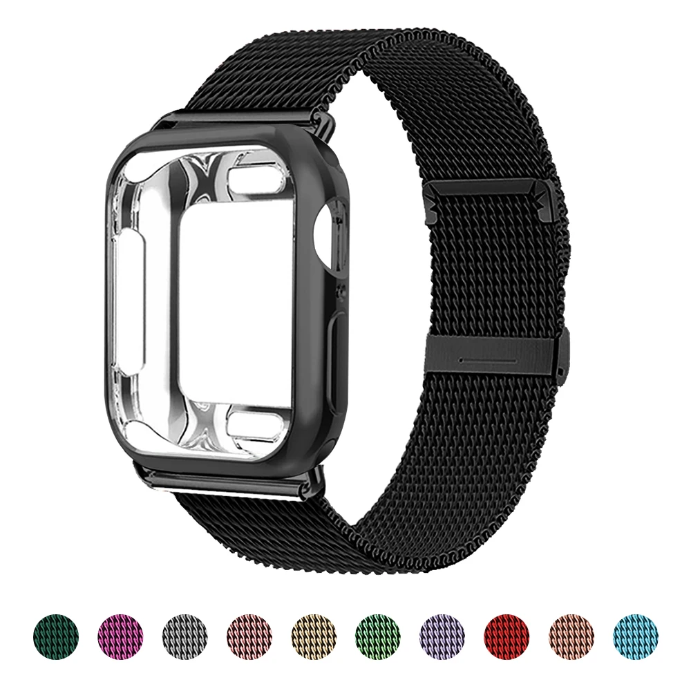 

Band+Case for Stainless Steel MAGNETIC Milanese For Apple Watch 6 SE 5 4 3 2 1 42mm 38mm Bracelet strap for iwatch 4 5 40mm 44mm