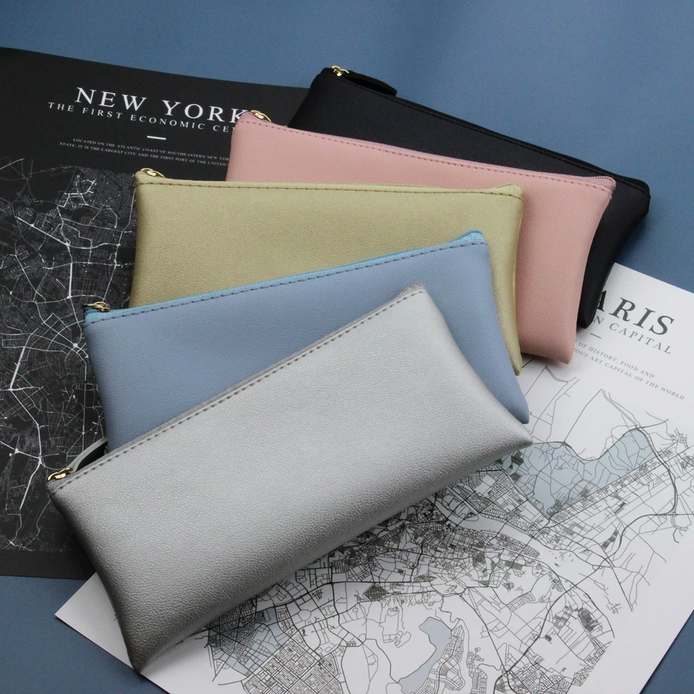 

Kids Wallet Mini Pouch Solid PU Leather Bag Small Zipper Coin Purse Pocket Organizer Money Change Pencil Case Student Gift