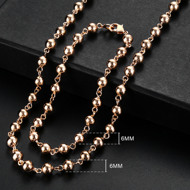 Women's Jewelry Sets 585 Rose Gold Bracelet Necklace Set Double Curb Cuban Weaving Bismark Chain 2021 Wedding Gift KCS04