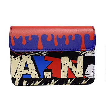 

2020 women's messenger bag spring new adjustable wide shoulder strap printed crossbody bag graffiti personality shoulder bag