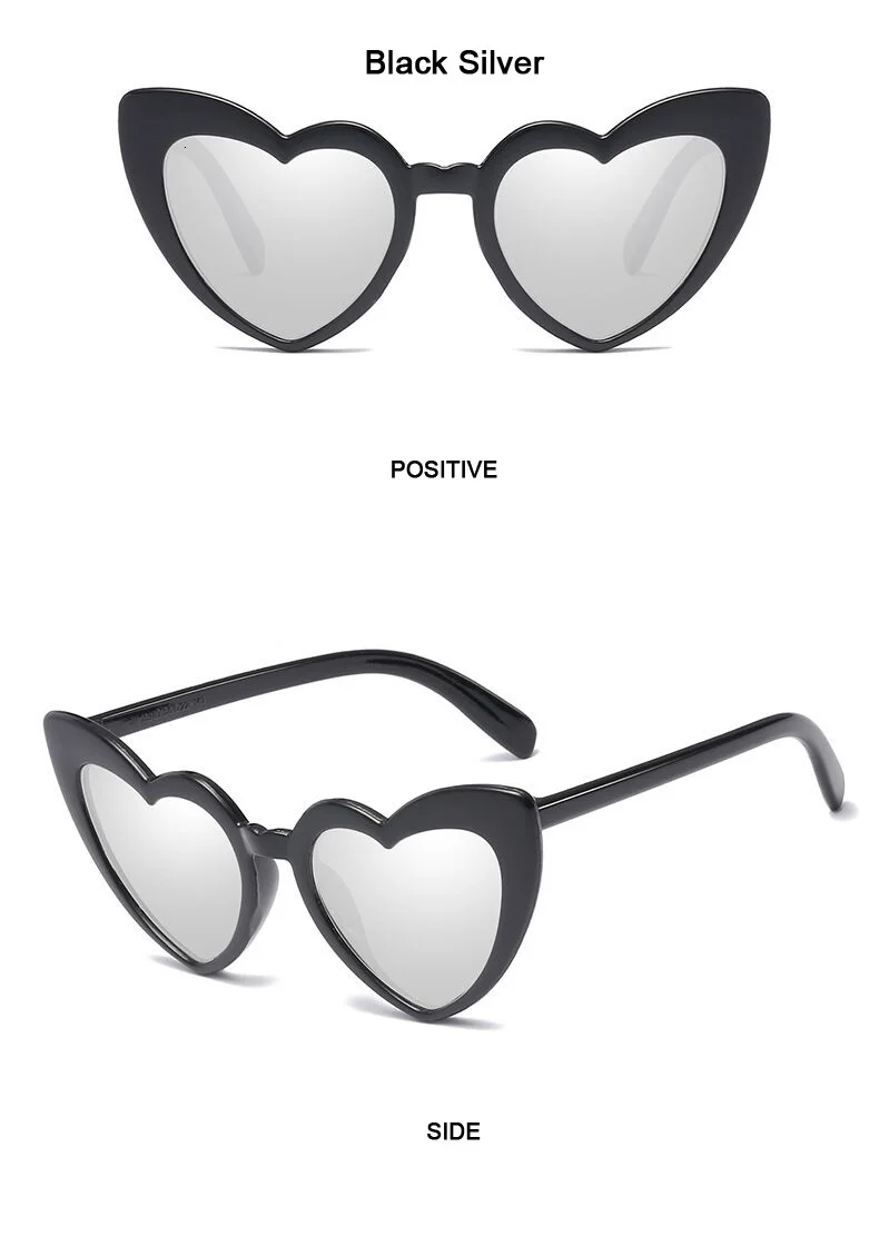 New Cute Heart Sunglasses Woman Fashion Brand Designer Sun Glasses Female Black Mirror Shopping Party Oculos De Sol Feminino  reader sunglasses