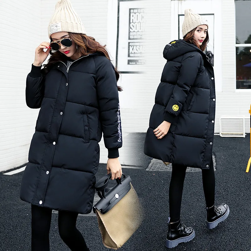 

Photo Shoot Winter Mid-length Cotton-padded Clothes WOMEN'S Coat Korean-style Thick Loose-Fit Students down Jacket Cotton-padded