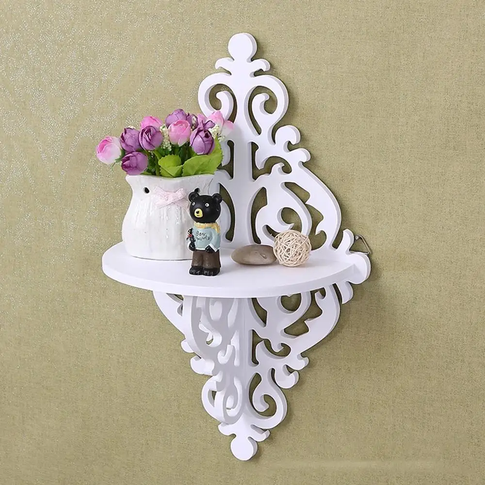 New European Style Wall Shelf Wood Shelf Wooden Wall Shelves White Sharp Point Storage Board Wall Bedroom Storage Rack Decorative Flower Rack