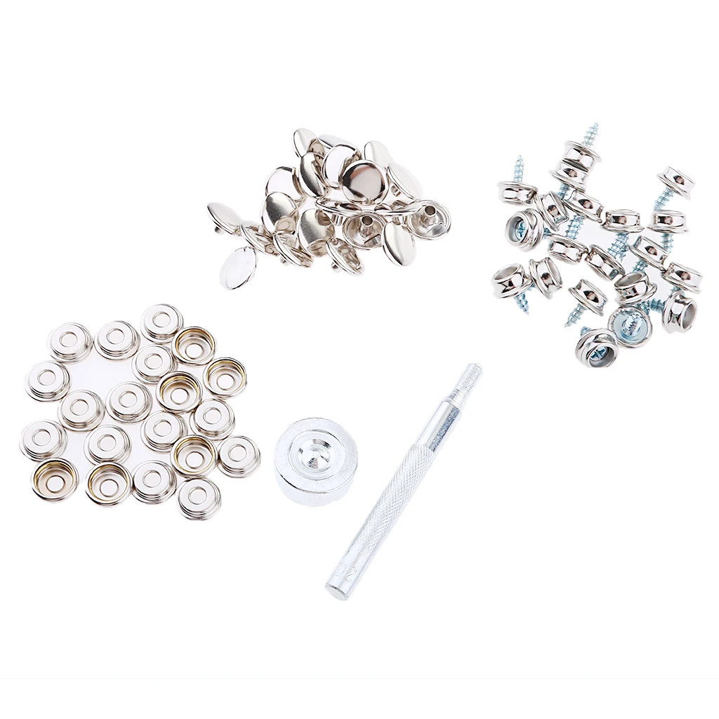 152 Pieces Stainless Steel Boat Marine 3/8'' Fastener Snap Cover Button Socket Press Stud Screw Kit