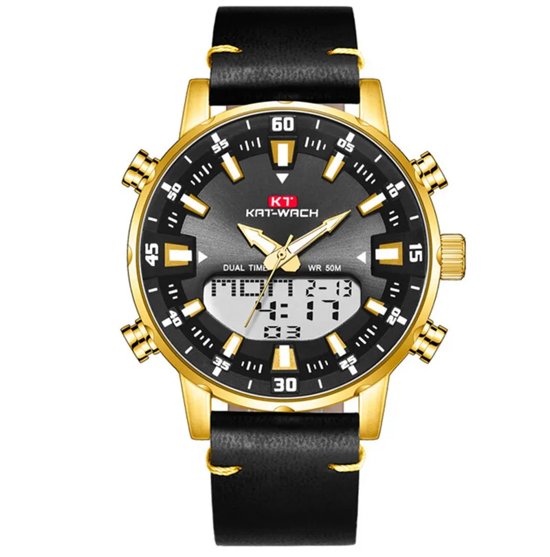 2021 Gold Wrist Watch Men Top Brand Waterproof Sports Digital Watches LED Steel Military Quartz Watch For Men Wristwatch Relogio 