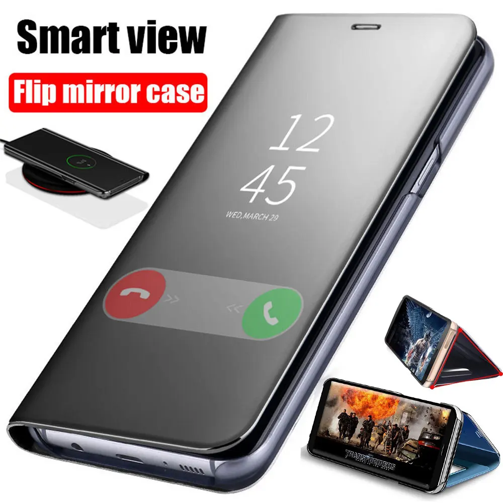 Умный зеркальный Чехол С Откидывающейся Крышкой для Samsung Galaxy S20 плюс UItra S10 Lite S9 S8 S7