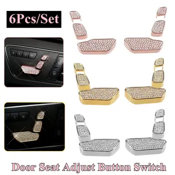 

New 6Pcs Door Seat Adjust Button Switch with Diamond Chrome For Mercedes For Benz E Class W212 218 CLS X166 GL Car Accessories