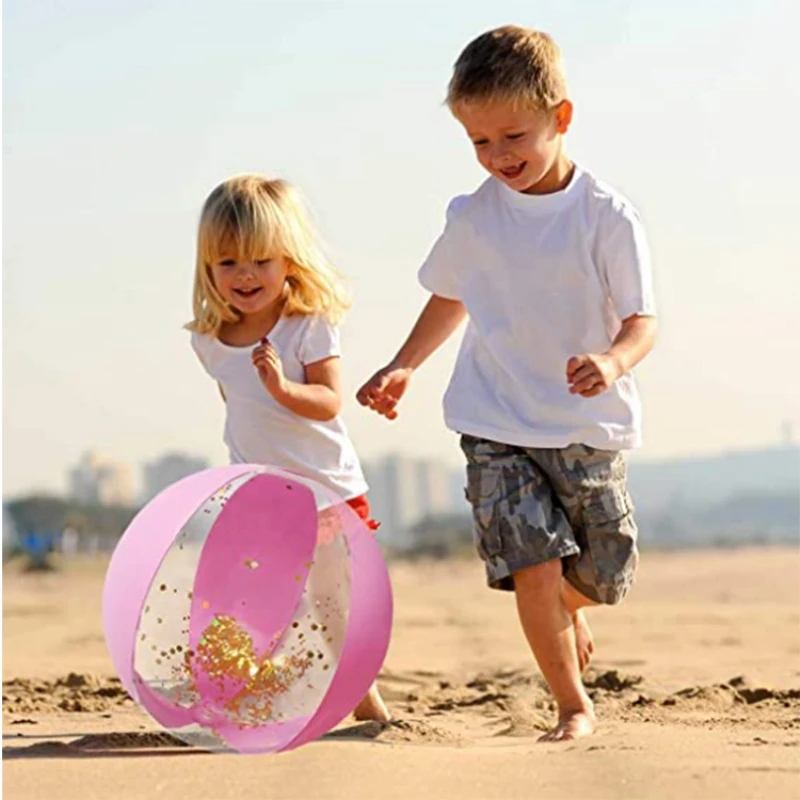 Summer Water Play Inflatable Party Swimming Pool Toy Portable Fun Photo Props Glitter Confetti Beach Ball Outdoor Sport Kid Gift