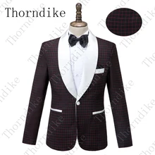 Thorndike мужской пиджак на одной пуговице, красный, в клетку, черный, дизайн, DJ Singer, костюм, куртка, модный наряд для свадьбы, выпускного вечера, вечерние