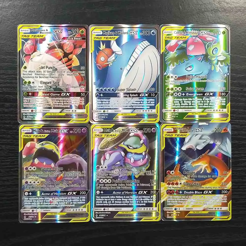 TAKARA TOMY 300 шт. без Повторите Pokemons GX усилительный насос карты блестящие Покемон