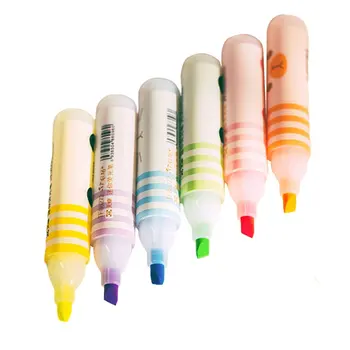 

N14 Set of 6 Cute Animals Panda Cat Mini Highlighter Paint Marker Pen Drawing Stationery School Office Supply