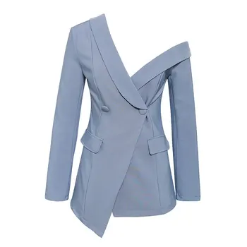 

Sexy One Shoulder Women Blazers And Jackets Asymmetrical Work Spring Pure Blazers Female 2020 Office Ladies Blazer Coat 2020