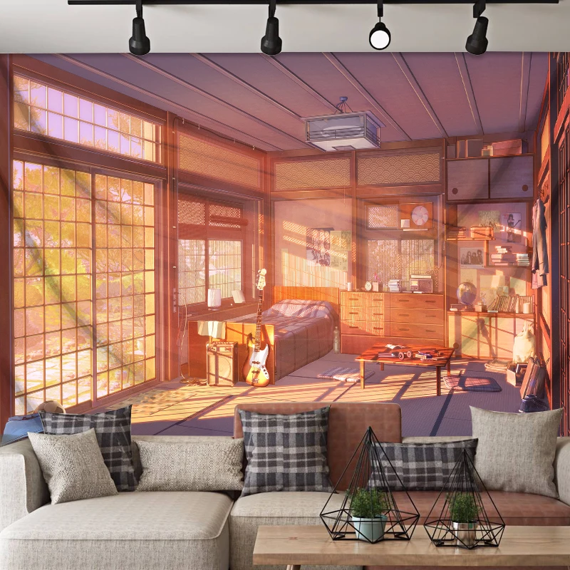 Boho Tapestry Japan Landscape Anime Curtain Aesthetic Room Ornaments