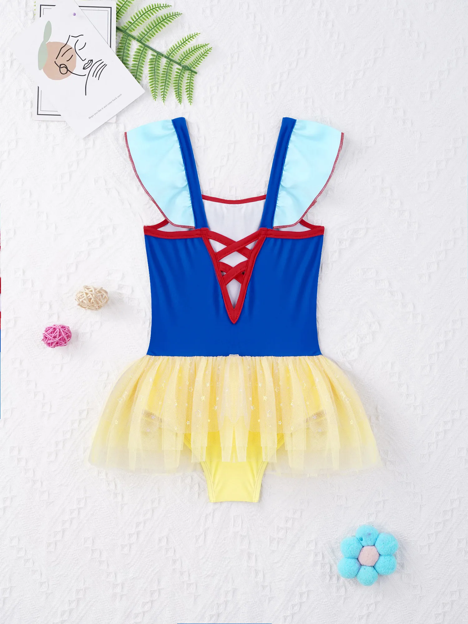 Summer Kids Girls One-Piece Square Neck Sleeveless Mesh Hem Swimwear Jumpsuit Bodysuit Swimming Bathing Pool Beach Leotard