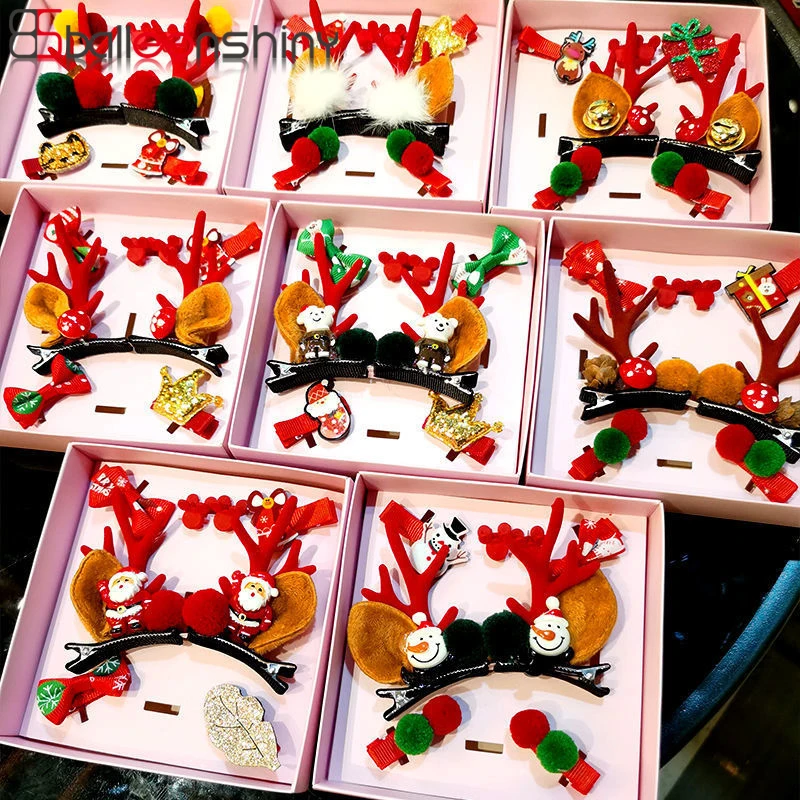 

Balleenshiny 7PCS Christmas Hair Clip Christmas Tree Santa Claus Hair Band Baby Hairpins Headwear Christmas Hair accessories