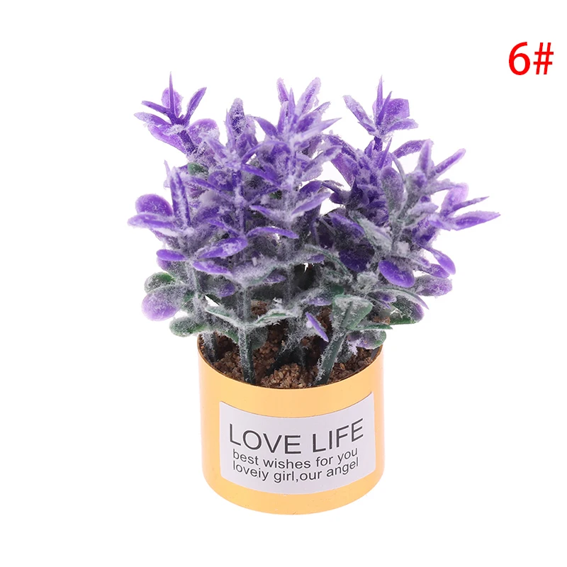 1Pc 1:12 Dollhouse Mini Iron Potted Plant Pot Lavender Plant Home Garden Decor Dollhouse Collection Kids' Toys 13