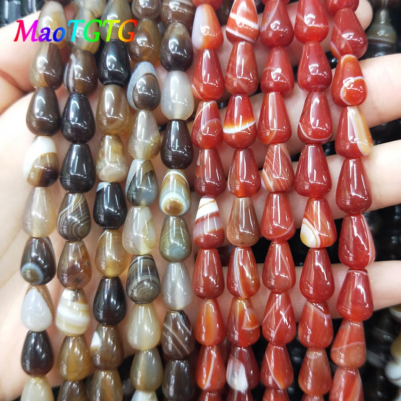 

Genuine Natural Water Drop Shape Line Agates Beads For Jewelry Making Bracelet Necklace 8X12mm Natural Stone Beads Wholesale