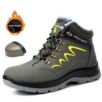 

Safety Work Boots for Men Winter Safety Ankle Shoes Shockproof Steel Boots Construction Work Boots for Men's Winter Shoes