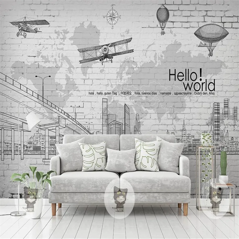 

Milofi custom 3D wallpaper mural simple sketch city map background wall for living room bedroom decoration