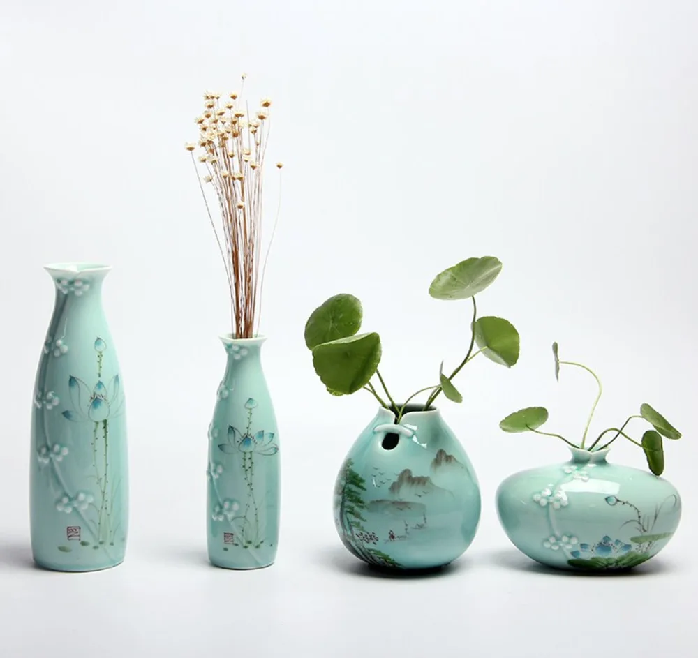 Ваза Celadon Cheongsam креативный Цветок Современная китайская ваза древний Scindapsus водный сосуд украшение дома