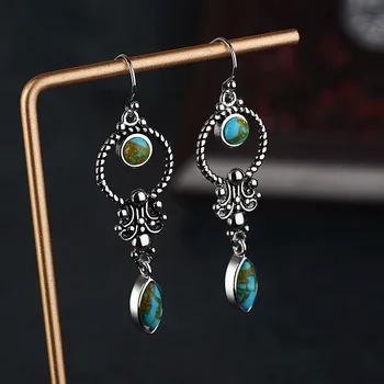

Classic Vintage Silver Stone Drop Earrings Trendy Luxury Water Drop Earrings Fashion Jewelry for Women Party Best Gift
