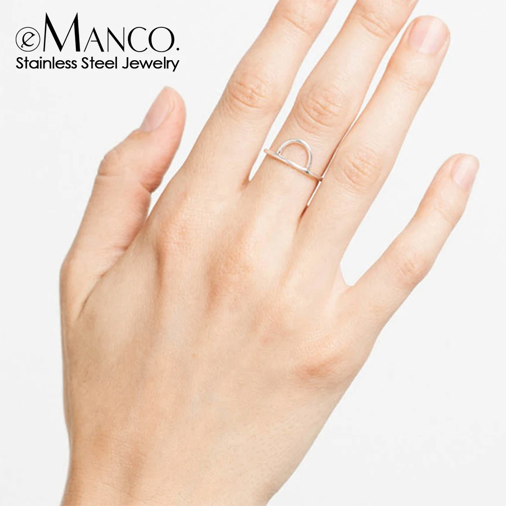 eManco Minimalist Punk Stainless Steel Rings for Women Dainty Ring Size 5 6 7 Fashion Jewelry Drop Shipping Wholesale | Украшения и