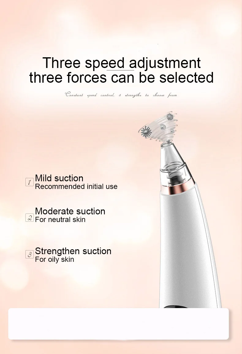 Ultrasonic Vibration Blackhead Remover Nose T Zone Pore Vacuum Acne Pimple Removal Vacuum Suction Tool Face Dermabrasion Machine