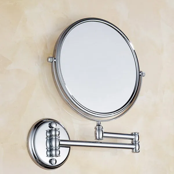 8 дюймов круглое зеркало для макияжа складное настенное крепление 3X увеличивающее зеркало Двухстороннее регулируемое зеркала для ванной комнаты KD002 - Цвет: Chrome