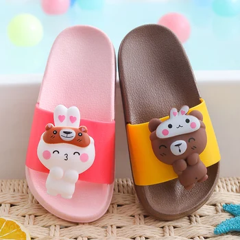 

Kids Slippers 3D Cartoon Bear Children Home Slippers Breathable Non-slip Boys Home Bathroom Shoes Indoor Slippers for Girls