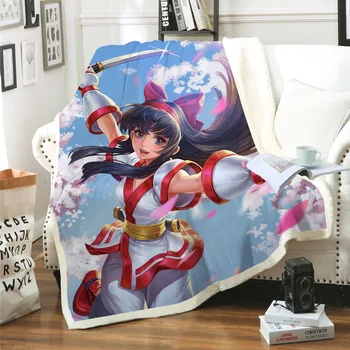 

Cartoon Anime Girl 3D Print Throw Plush Sherpa Blanket Thin Quilt Sofa Chair Bedding Supply Adults Kids 05