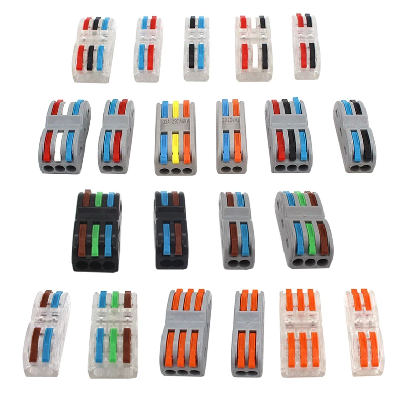 Проводной соединитель цветной 222-412 413 223 мини быстрый соединитель Универсальный Компактный Проводка Проводник нажимной клеммный блок светодиодный соединитель