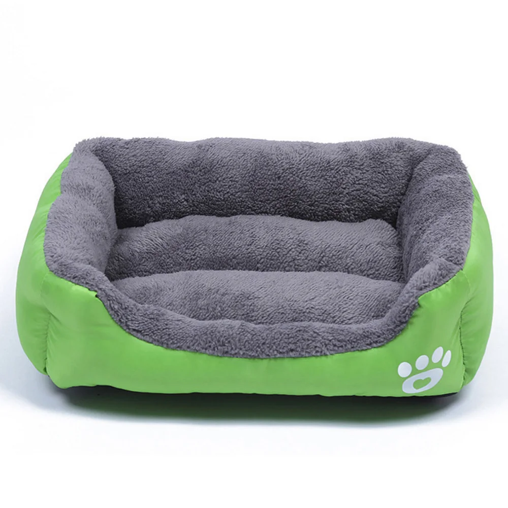Вельветовая кровать для питомца собаки, диван-кровать, теплое гнездо для питомца, веселое, конфетного цвета, водонепроницаемое и дышащее, для маленьких, средних и больших собак, товары для щенков - Цвет: Зеленый