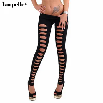 

Sexy low waist Black Skinny Hollow Ripped Hole Leggings Fashion Hole Cut Out Pencil skinny Pants Slim Stretch Sexy Leggings
