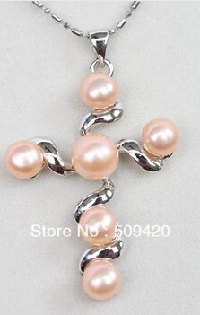 free shipping &gt&gt&gt&gtPINK 7-8mm Freshwater Pearl Cross Pendant Necklace | Украшения и аксессуары
