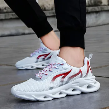 

Men's jogging shoes breathable men's sports shoes cushion outdoor shoes jogging men shoes Flying Woven Ultralight Flame Sneakers