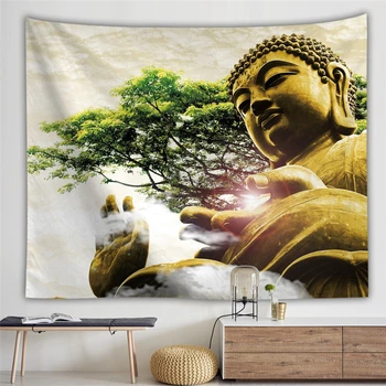 

Religion Culture Hanging Wall Tapestry Buddha Wall Carpet Headboard Dorm Hippie Psychedelic Tapestry Tree Landscape Boho Decor