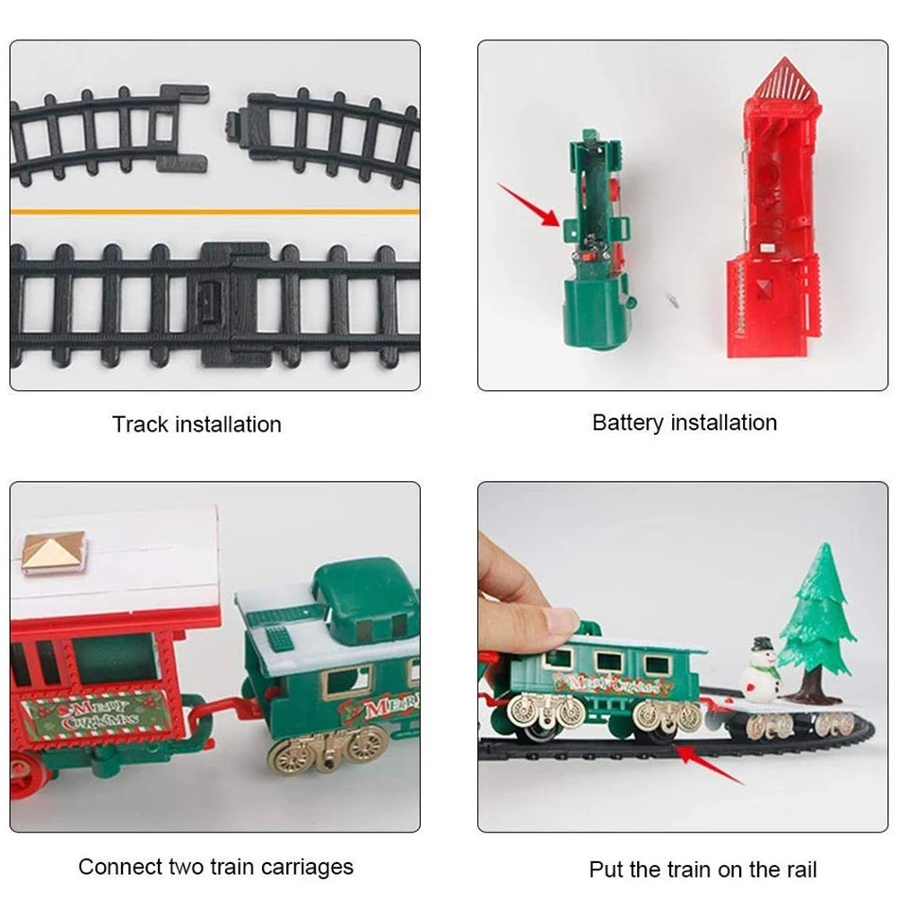 Christmas Simulated Electric Track Smokes Classical Model with with Realistic Sound and Lights Railway street View Boy Toys