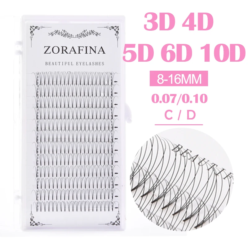 Зорафина готовые объемные ресницы 3d/4d/5d/6d русский объем ресницы|Накладные